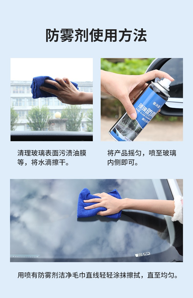 Rainproof agent for rearview mirrors, anti-fog spray for car windshields, rain repellent film for rainy days