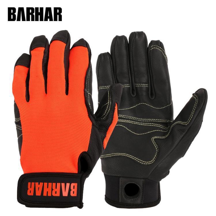 BARHAR 手套 绳降速降全指防护救援隔热防滑耐磨真皮战术户外装备