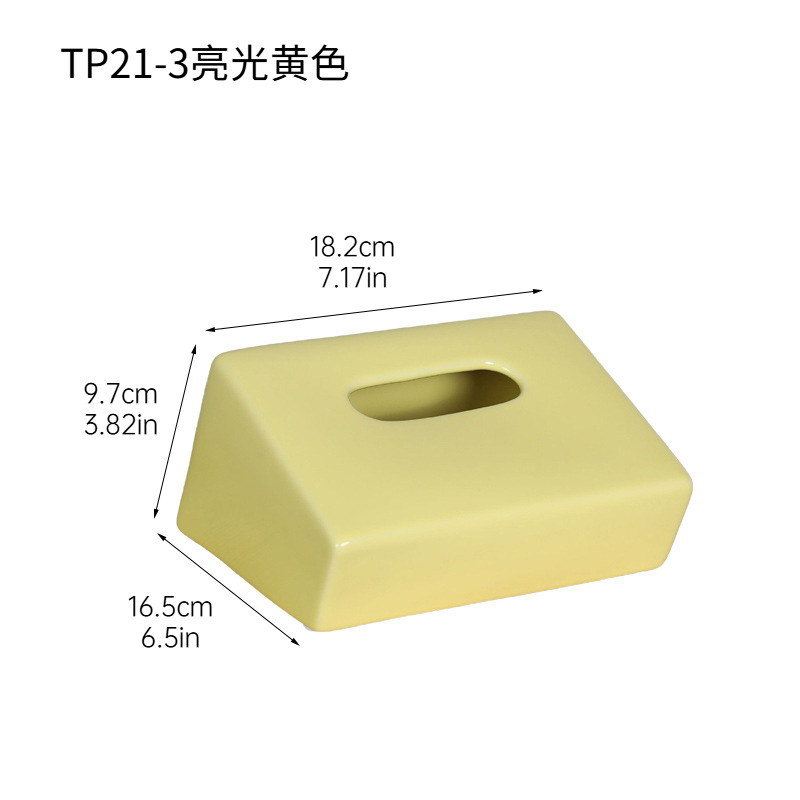 Moderno y simple caja de pañuelos de cerámica geométrica decoración sala de estar mesa de centro porche decoración mesa servilleta caja de dibujo