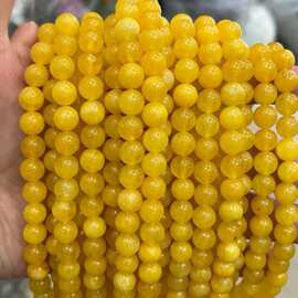 7A黄蜜蜡diy圆珠子散珠子手工串珠子优化天然石饰品配件工厂直销