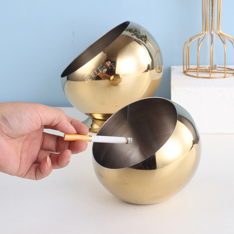 不锈钢桌面垃圾桶办公茶几台面果皮收纳桶创意烟盅酒吧KTV烟灰B&r