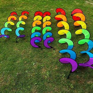 Colorful Cloth Rotating Fan Camping Style Windmill Kindergarten Decoration Colorful Flag Tent Rainbow Atmosphere Outdoor Camping