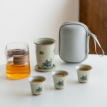 如虎添翼旅行茶具套装防烫陶瓷便携式户外泡茶玻璃快客杯一壶三杯