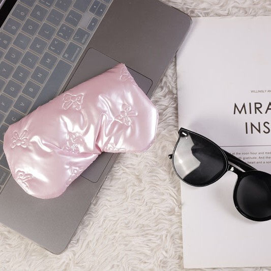 Korean-Style Ins-Style Glasses Bag with Pink Bow Buckle, Fabric Glasses Storage Bag, Girly Waterproof Sunglasses Case