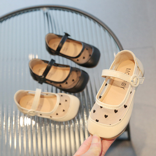  spring new fashion polka dot mesh girls' small shoes little girls children's princess shoes small and medium children's shoes