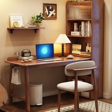 实木转角书桌书架一体桌卧室拐角电脑桌书柜组合写字台家用办公桌