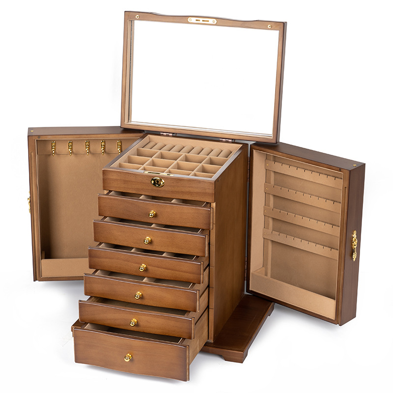 Capacious antique lock from natural wood