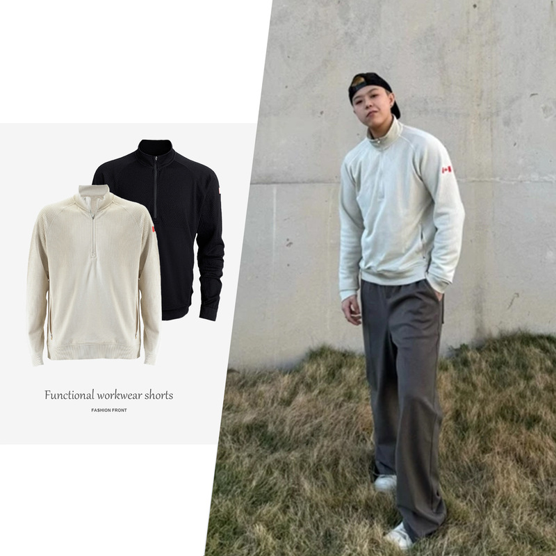 Lulu Canada Limited Edition Spring and Autumn Half-Zip Urban Outdoor Sports Base Layer Sweatshirt, Loose Fit, Cross-Border Ready Stock