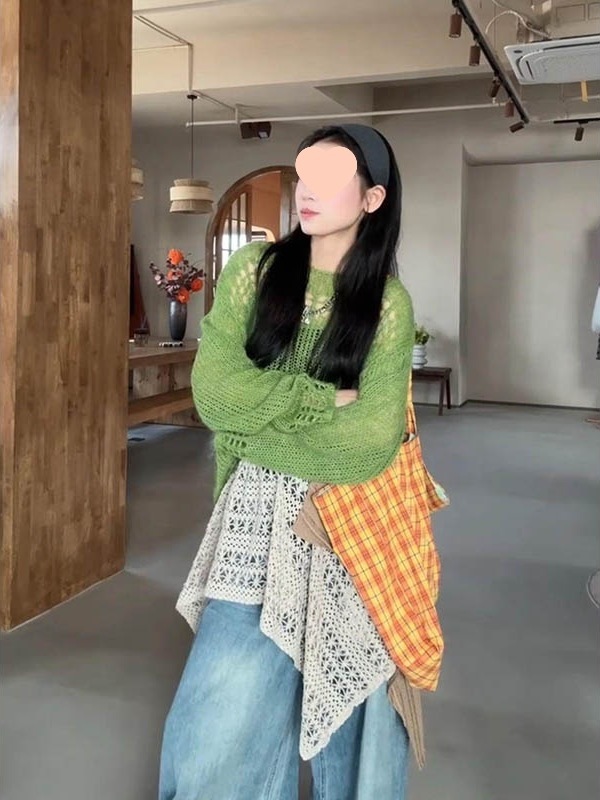复古拼接叠穿裙帘屁帘半身裙女夏季新款镂空显瘦针织蕾丝钩花短裙|undefined