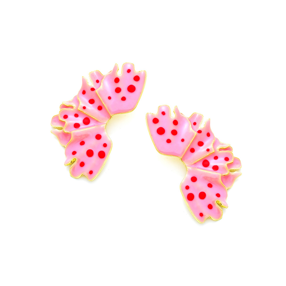 Stainless Steel Ear Needle Material 1 Pair Simple Style Leaf Enamel Zinc Alloy Ear Studs