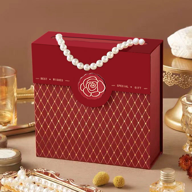 山茶花订婚结婚喜糖伴手礼盒高级珍珠手提伴娘回礼礼品盒婚庆包装