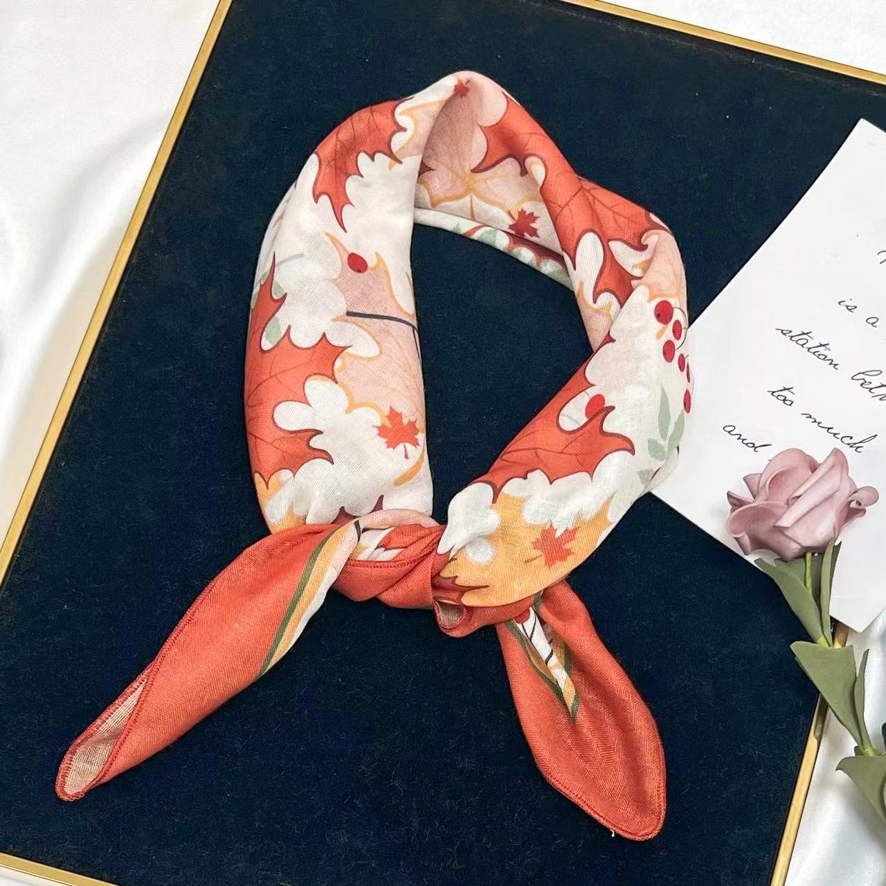 60g Weight Kerchief Classification Daily Occasion cotton and linen Material Flower Pattern Summer Season Women's Gender IG Style Style Women's IG Style Flower Cotton And Linen Kerchief 6