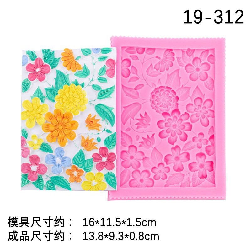 Planta flor fondant chocolate en relieve hojas de ratán patrón retro molde de silicona textura de pastel decoración