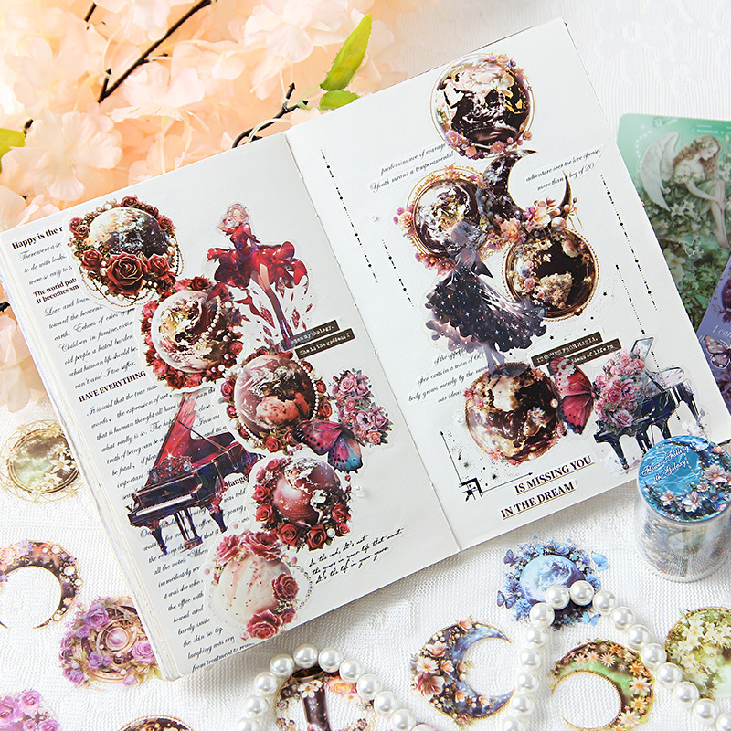 Starlight Dream transparente pegatinas de cinta adhesiva impermeable para mascotas rollo diy diario decoración pegatinas paisajísticas pegatinas estrelladas