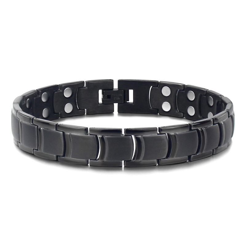 Cross-Border fashion jewelry electroplated black sandblasted double-row Strong Magnetic Men's bracelet nail type magnet jewelry Cross-Border fashion jewelry electroplated black sandblasted double-row Strong Magnetic Men's bracelet nail type magnet jewelry