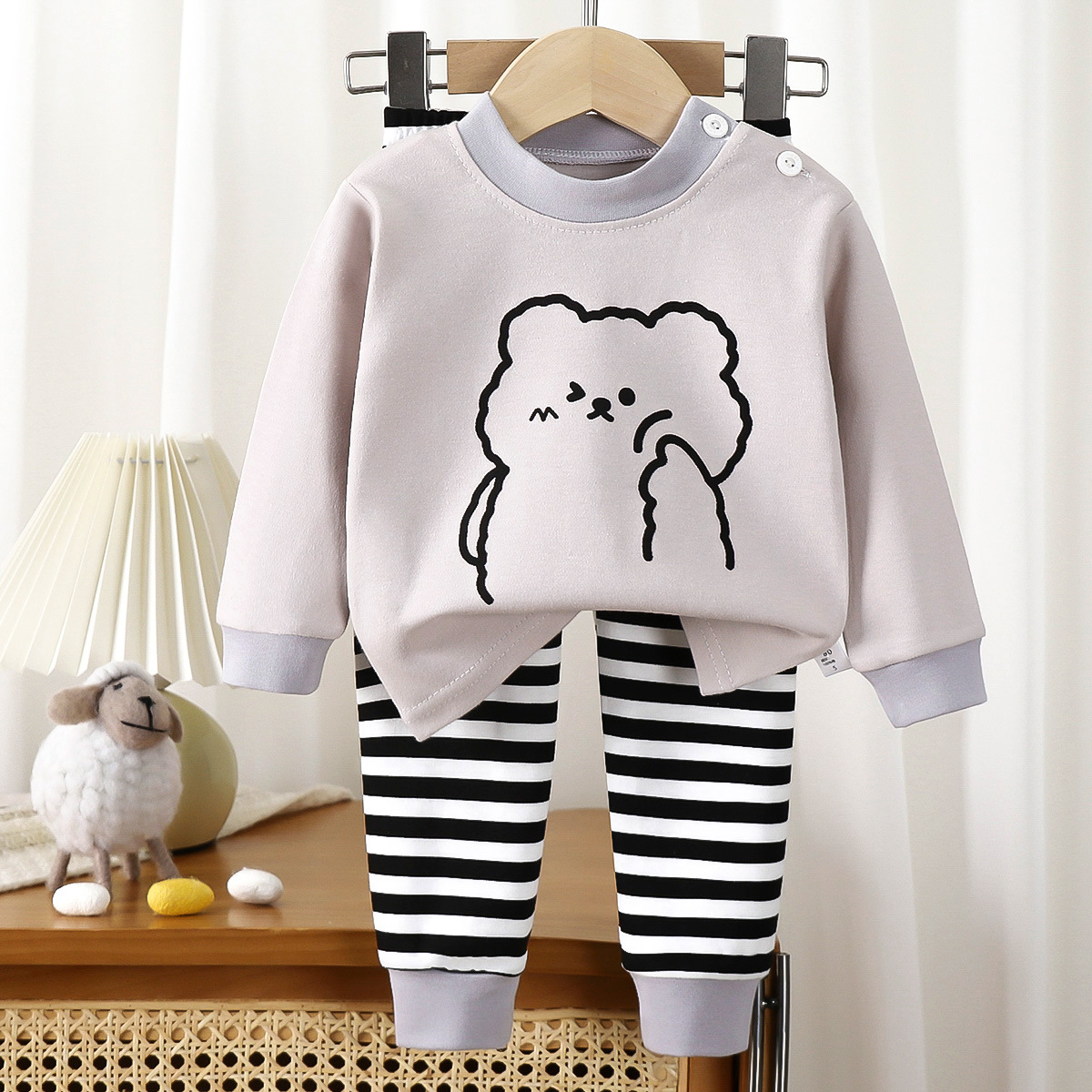 T-m pure cotton suit (grey cat)