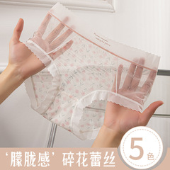 Lace underwear sweet mesh small floral breathable comfortable crotch mid-waist hip ladies shorts without traces