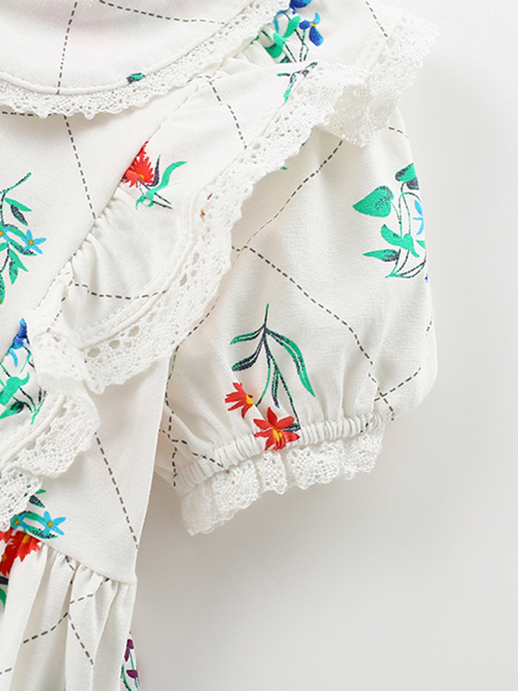 Malwee vestido de niña de verano de mangas cortas, vestido de princesa de cuello redondo para niños europeos y estadounidenses, vestido de niña