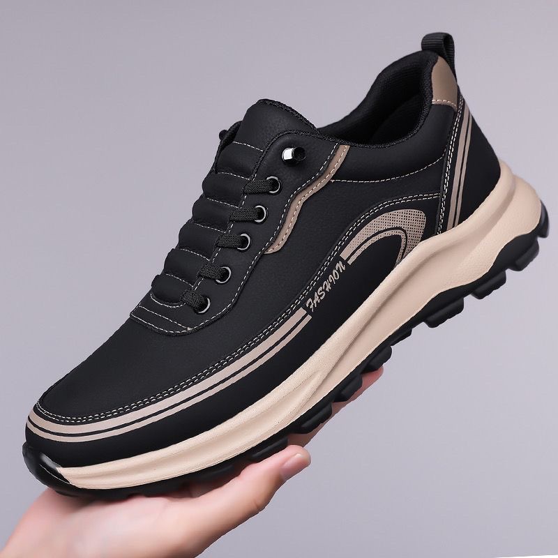 Nuevos zapatos de verano para hombres, zapatos de cuero para hombres transpirables, ligeros y delgados, zapatos deportivos de moda de un pie.