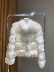 RCLIU日落甜酒 进口狐狸毛皮草女网红冬季毛毛外套年轻款特