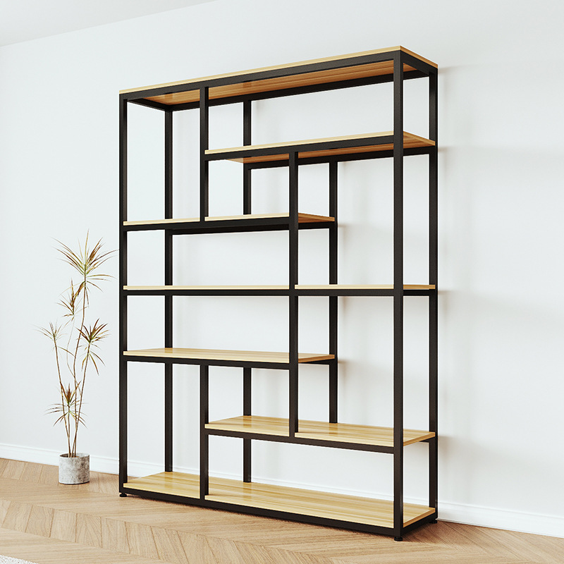 Iron bookshelf display rack standing floor Nordic minimalist office entryway partition multi-layered display shelf merchandise rack