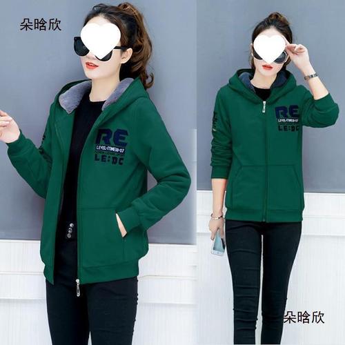 Thick Fleece Hooded Zip-Up Sweatshirt for Women - Autumn/Winter Korean Style College Fashion Trendy Open Cardigan Loose Outerwear for Women