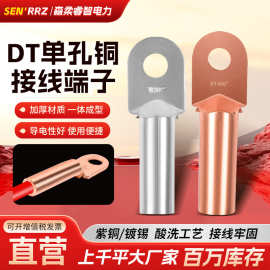 DT单孔铜接线端子 DT镀锡铜鼻子 冷压电缆铜接头开口鼻接地端子