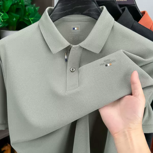 Summer Cotton Short-Sleeved Polo Shirt for Men, Solid Color, Loose, Casual, Versatile, Half-Sleeved, Fashionable T-Shirt, Men's Clothing, Cross-Border Foreign Trade