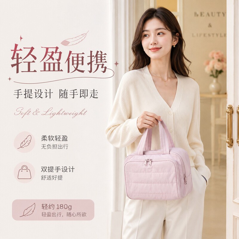 Large-Capacity Double-Opening Cosmetic Bag, Travel Portable Toiletry Bag, Multi-Functional Partitioned Cosmetics Storage Bag Large-Capacity Double-Opening Cosmetic Bag, Travel Portable Toiletry Bag, Multi-Functional Partitioned Cosmetics Storage Bag