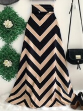 W 50441 Geometric Print High Waist Maxi Skirt �׺�ӡ���Lȹ