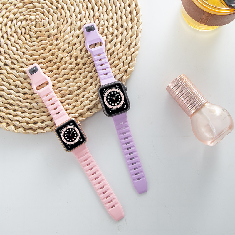 For Apple Watch Strap ultra2 Apple Strap iwatch9 Square Buckle Solid Color Silicone Strap