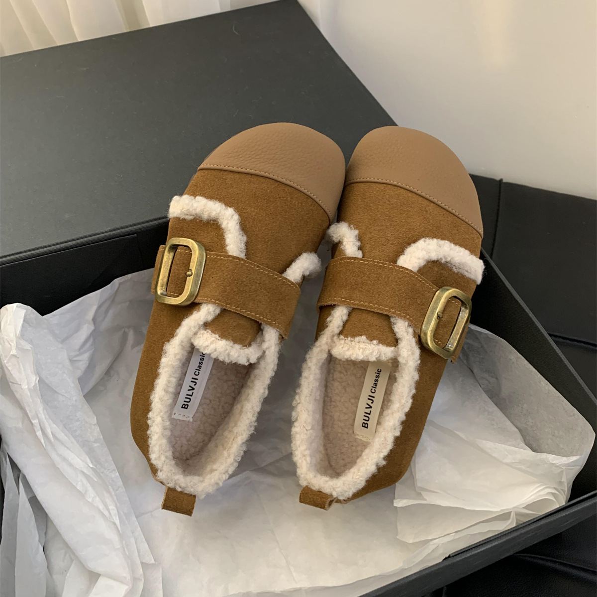 Scarpe basse donna tipo bean shoes foderate in peluche inverno_voghion.com