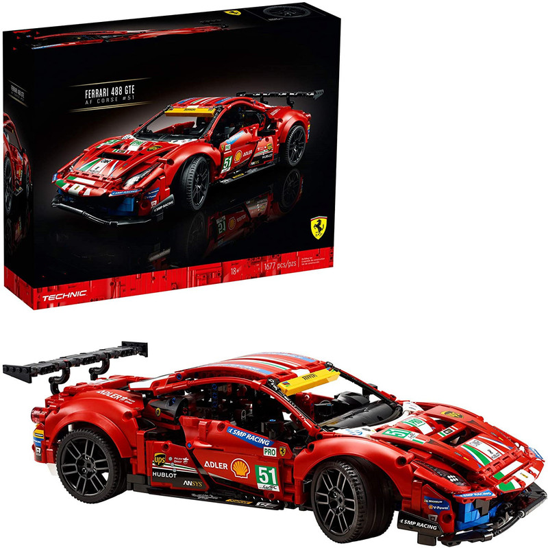 Compatible with Lego 42125 Ferrari Sports Car 488Gte Racing Boy Assembled Building Block Toy Gift Cross-Border