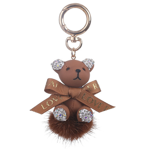 Cartoon diamond bear key chain diamond bear car key chain mink bag pendant exquisite small gift wholesale
