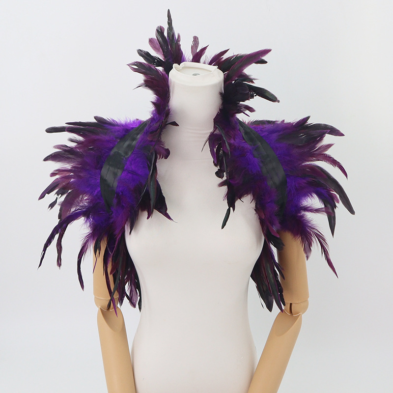 Nuevos productos transfronterizos de plumas, pañuelos de diamante, brazaletes de encaje, espectáculo de baile, vestido sexy, set oscuro