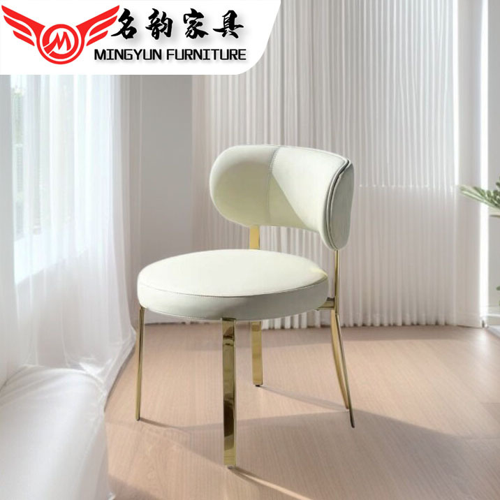 Customized Simple Modern Light Luxury Household Stainless Steel Leather Art Dining Chair Dining Table Chair Leisure Coffee Chair Hotel Stool
