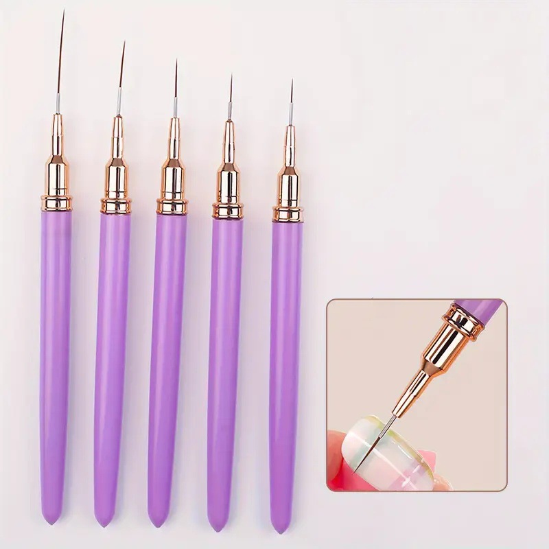 Juego de 5 plumas para decoración de uñas, para dibujar líneas, ultrafinas, de alta calidad, delineado estilo francés, exclusivo para salones de uñas, un artículo popular.