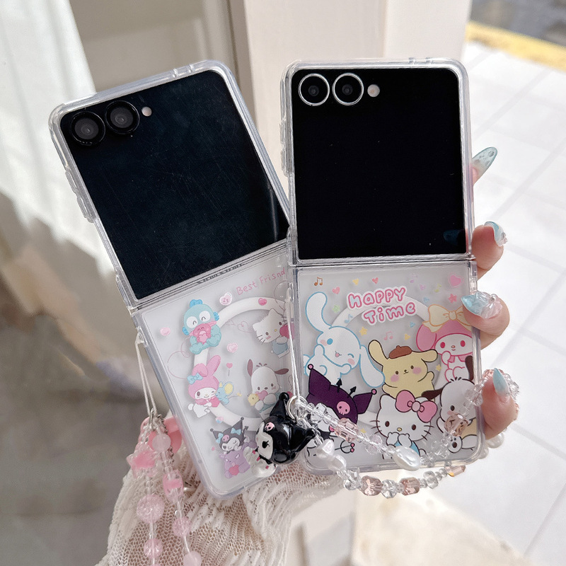 Suitable for Samsung Z Flip 20% off magnetic folding phone case, ins Kuromi Japanese KT cartoon protective cover