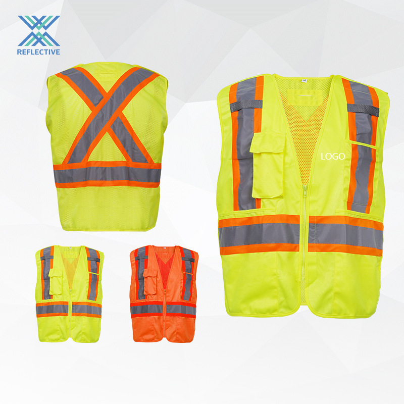 Mesh Tricot Reflective Vest Safety Vest Multi-Pocket High-Visibility Two-Way Traffic Warning Vest Reflective Traffic Channel Mesh Tricot Reflective Vest Safety Vest Multi-Pocket High-Visibility Two-Way Traffic Warning Vest Reflective Traffic Channel