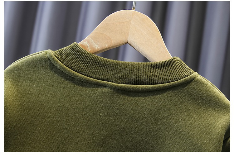 Boys Handsome Middle and Young Children's Baby 2023 New Winter Fashion Plush Thickened Sweater Western Style Two Piece_voghion.com