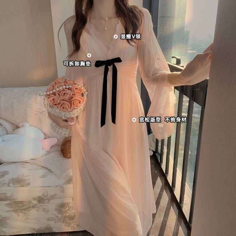 ナイトガウン、優しいスタイル、控えめなサスペンダーフェアリースカート、女性用パジャマ、メッシュ夏の新しいスタイル、ハイエンドのホームウェア|undefined