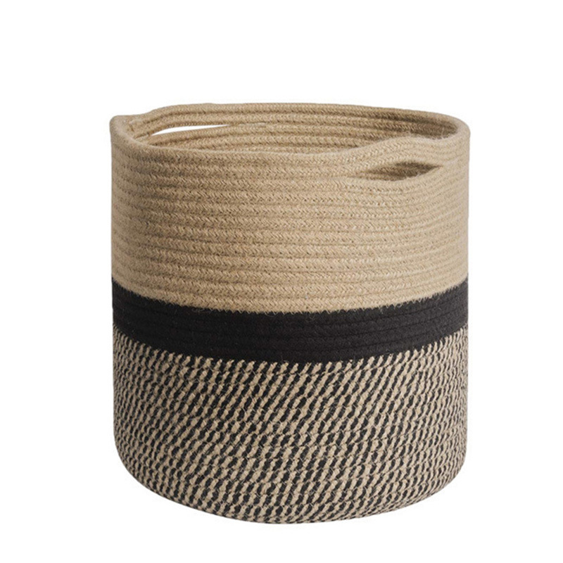 Cesta de almacenamiento de cuerda de algodón, cesta plegable a prueba de polvo para baño, cesta para ropa sucia, cesta para aperitivos, maceta, cesta de almacenamiento de plantas verdes, cesta tejida
