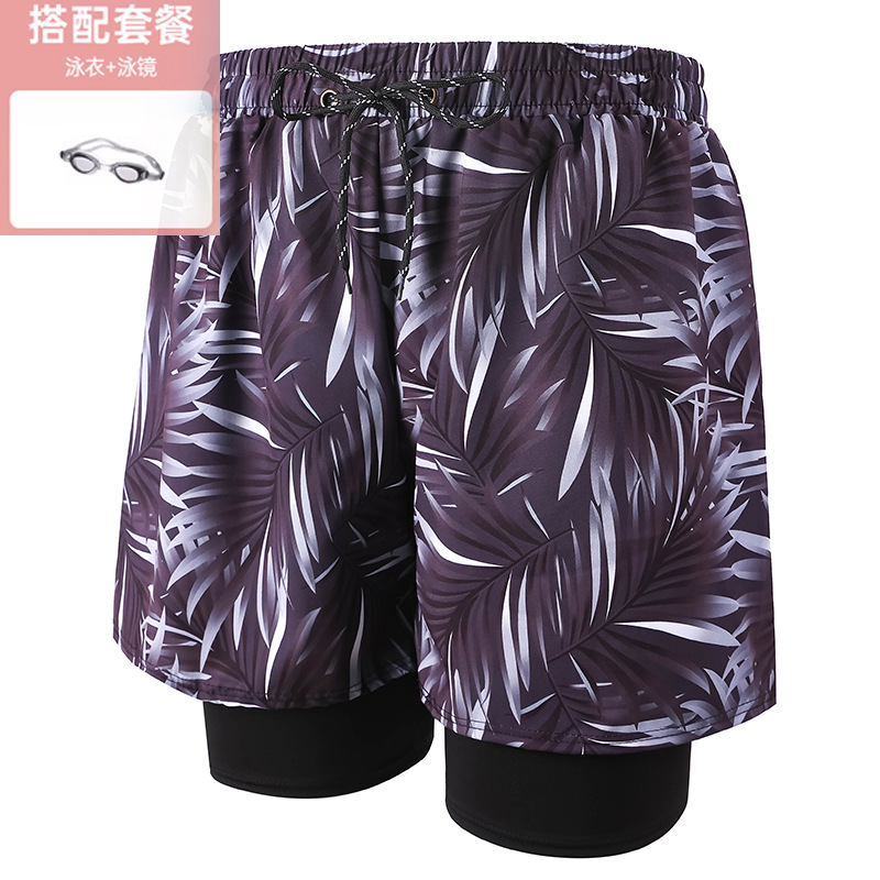 Gray Grass 001-4 Men's Swimming Trunks with Goggles