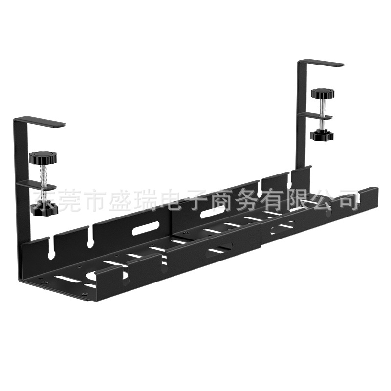 Venta caliente transfronteriza en stock sin perforaciones retráctil ajustable longitud debajo de la Mesa de cable rack socket almacenamiento rack Mesa inferior cesta colgante
