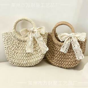 Handmade baby straw bag round bucket bag diy warm-up team building salon activity creative children's gift bag handbag