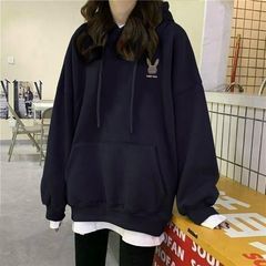 加绒加厚/薄款连帽卫衣女秋冬季oversize宽松韩版ins潮慵懒风外套