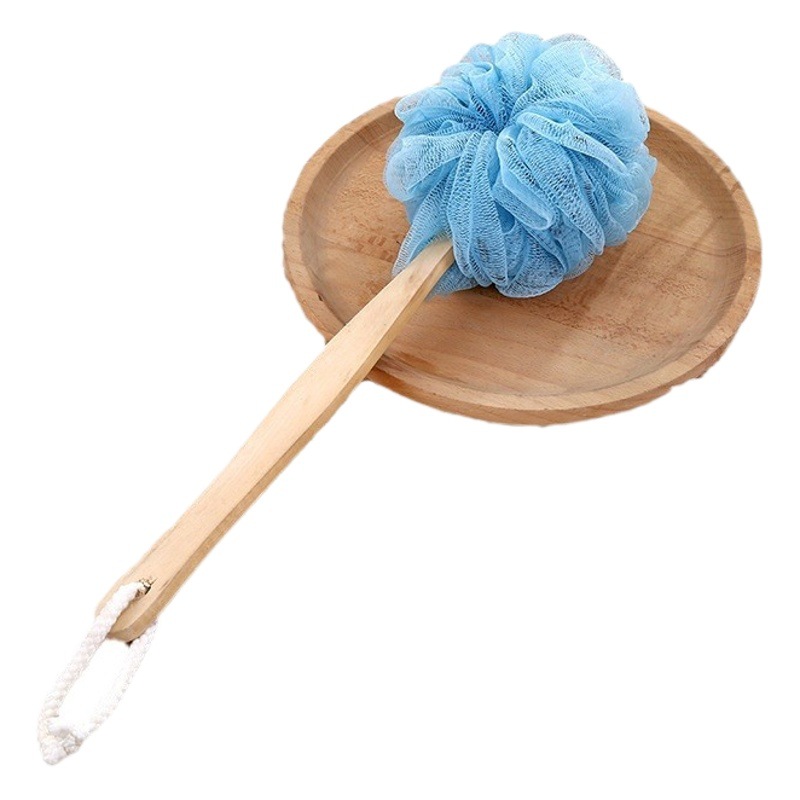 Cepillo de Baño de Mango Largo de Nylon y Madera Exfoliante para Baño