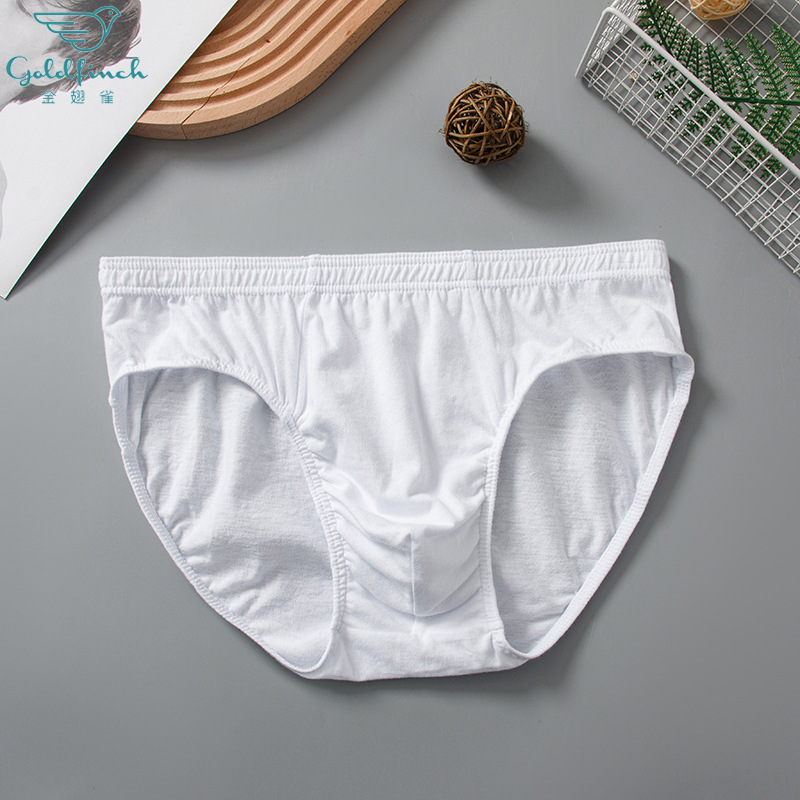 White Briefs Men's Underwear Cotton Mid-Waist Shorts Simple Breathable Light Color Sexy Cotton Underwear Spring and Summer