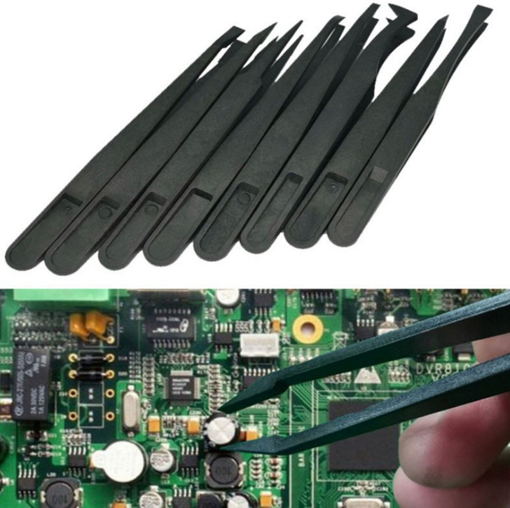 8件套 DIY手动工具碳纤维防静电塑胶镊子 塑料镊子