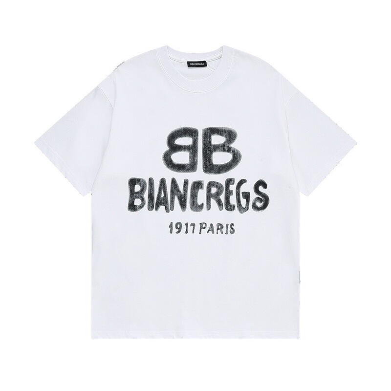 パリハイバージョンBファミリーTシャツ25s春夏新作ヘビーコットンラウンドネック半袖Tカジュアル万能男女同型|undefined